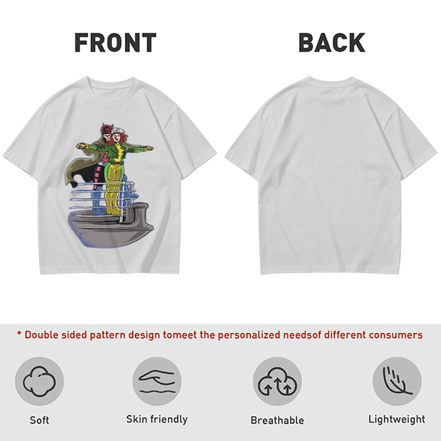 X-Men Rogue and Gambit Titanic pose graphic t-shirt