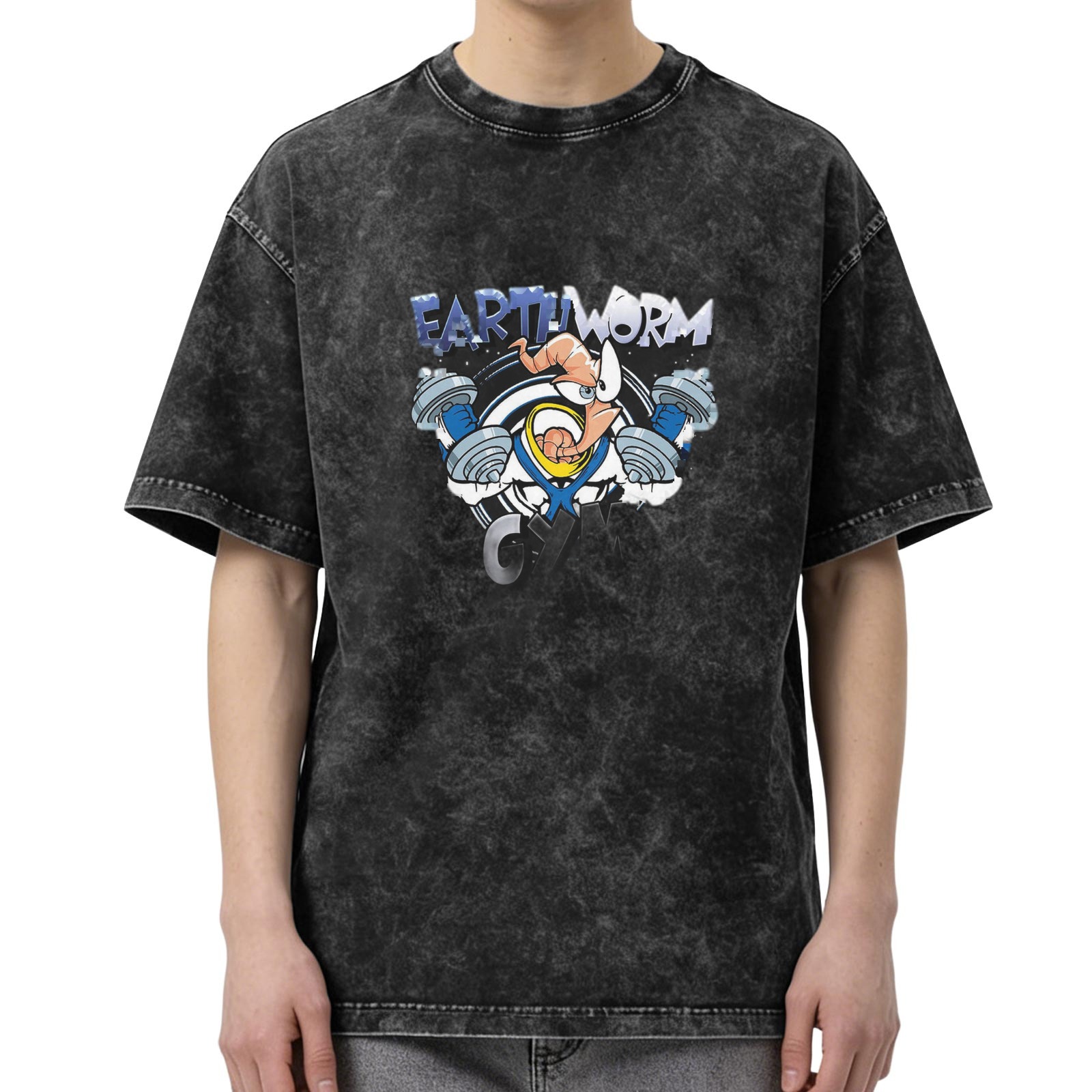 Earthworm Gym Graphic Vintage Wash Black T-Shirt