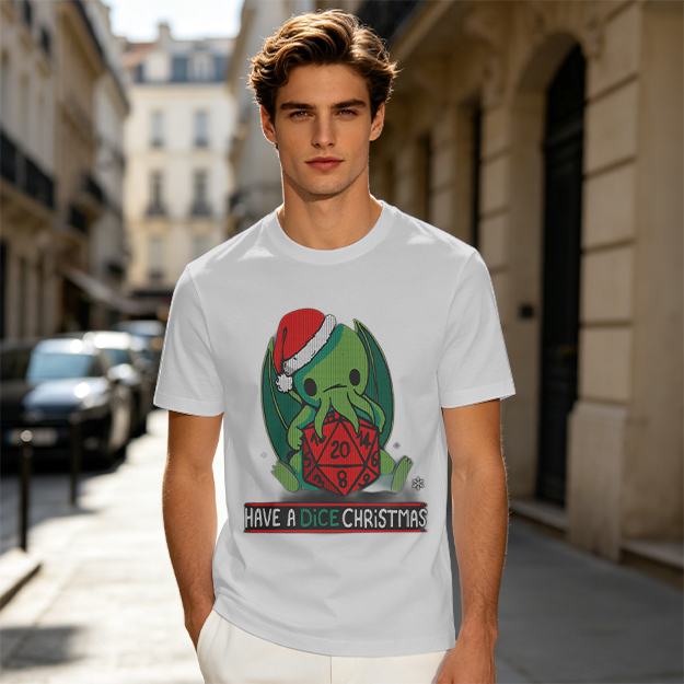 Have a Dice Christmas Cute Cthulhu Santa T-Shirt