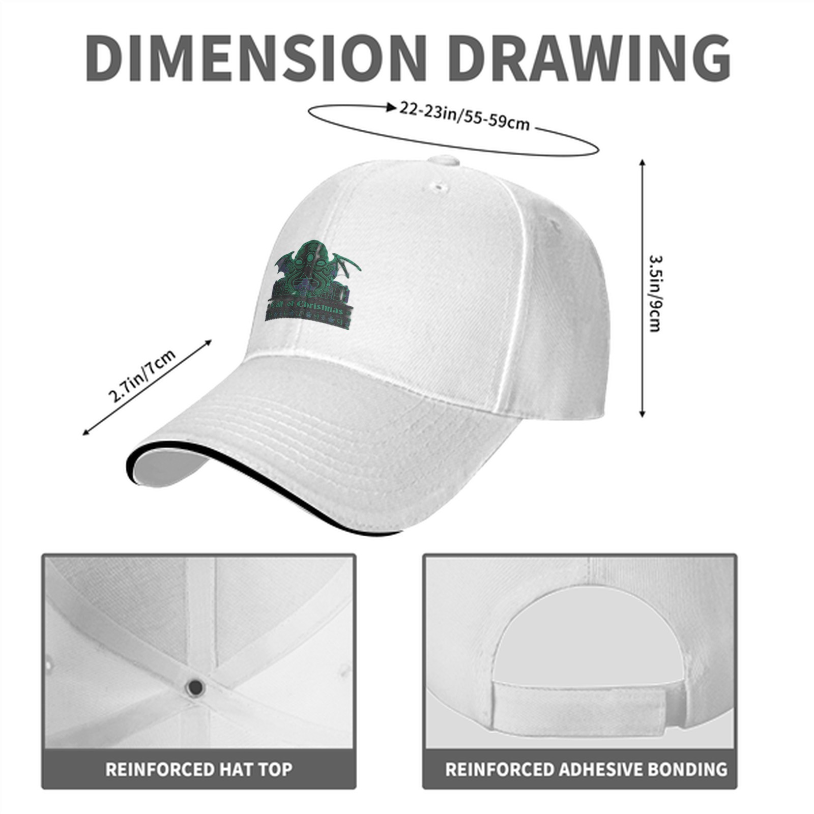 Black Baseball Cap With Cthulhu 'Call of Christmas' Graphic