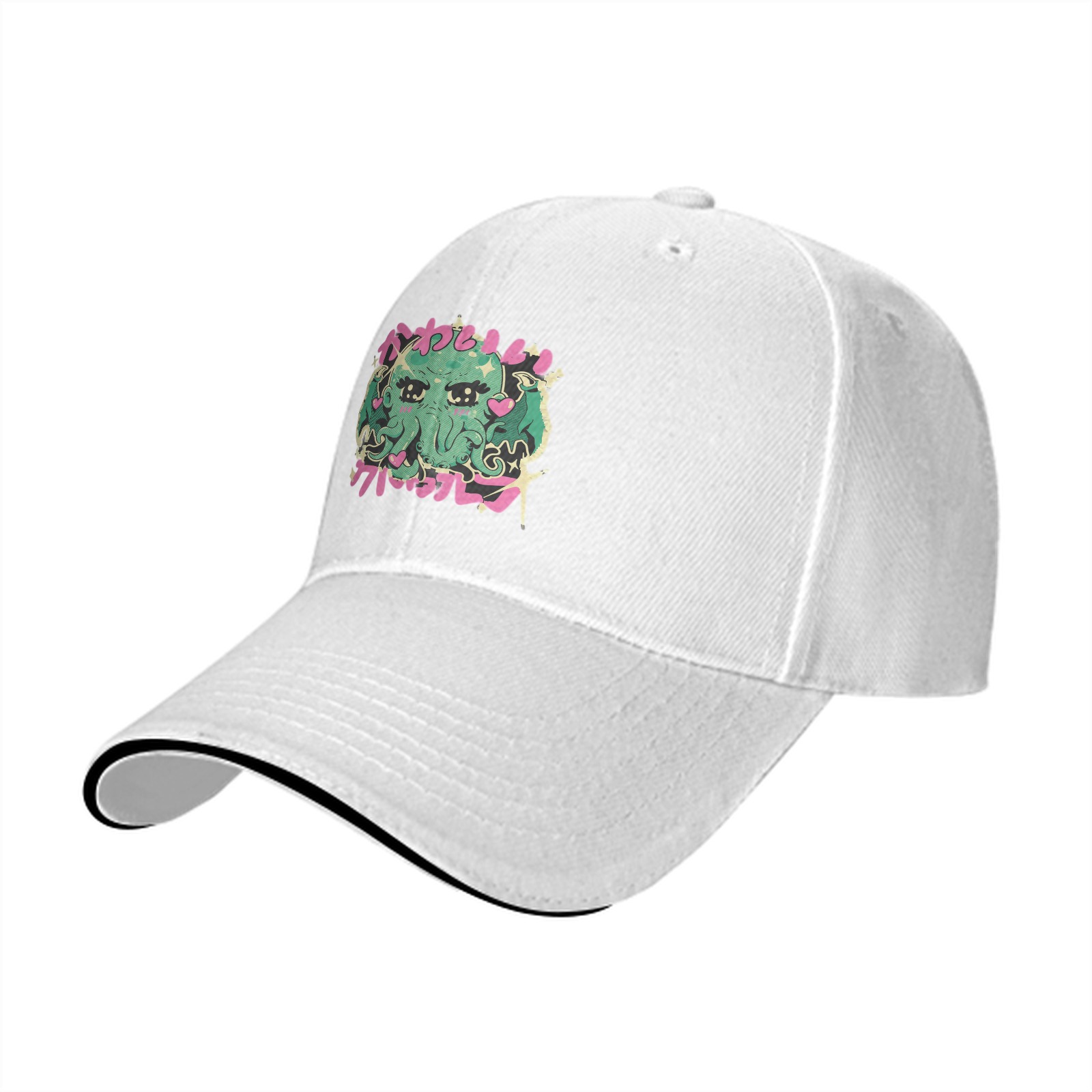 Black baseball cap with cute anime-style Cthulhu graphic