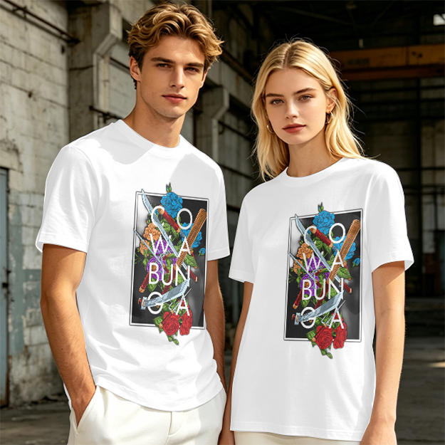 Olive Graphic T-Shirt with Cowabunga Floral Weapon Art