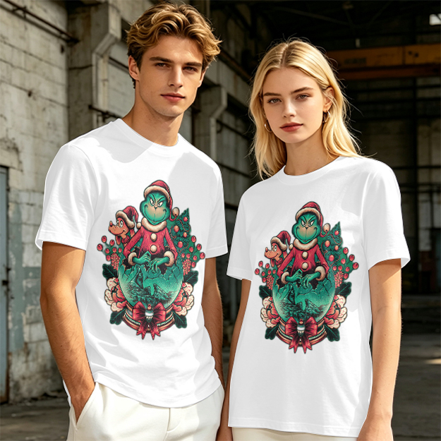 Olive Green Christmas Grinch Graphic T-Shirt