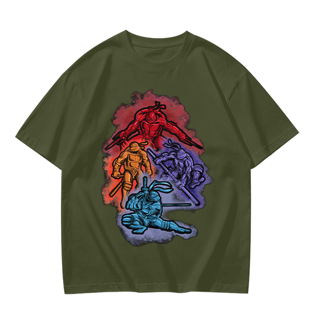 Olive T-shirt with Mutant Ninja Turtles Graphic Print