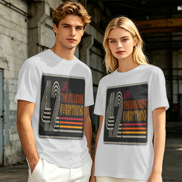 42 Life The Universe Everything Retro Graphic Olive T-Shirt