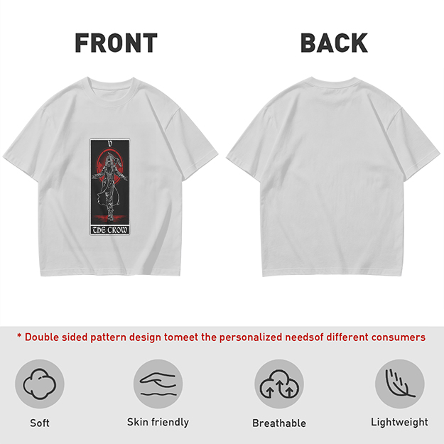 Olive T-Shirt With The Crow Tarot Style Graphic Print