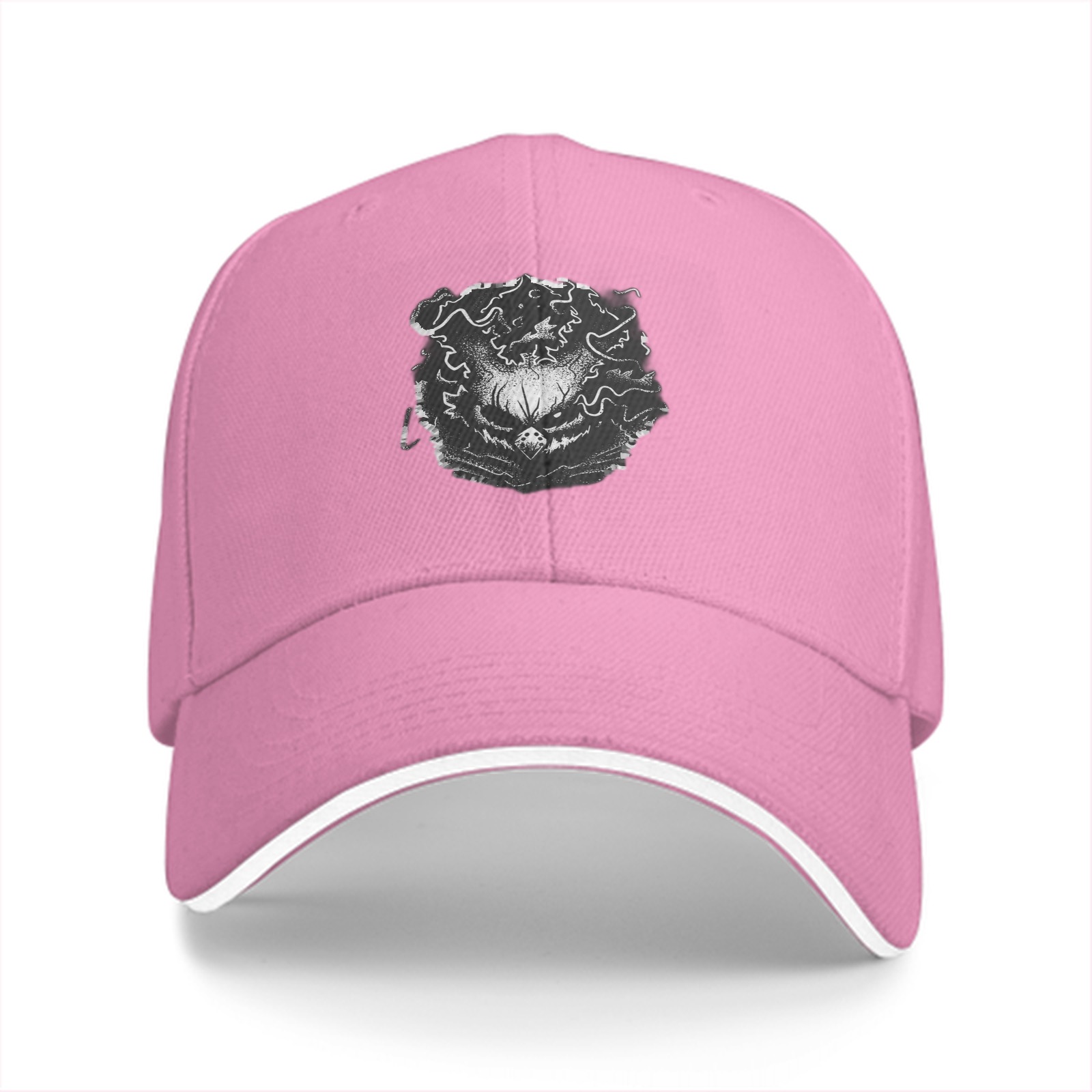Black Baseball Cap With Dark Evil Owl Graphic Print
