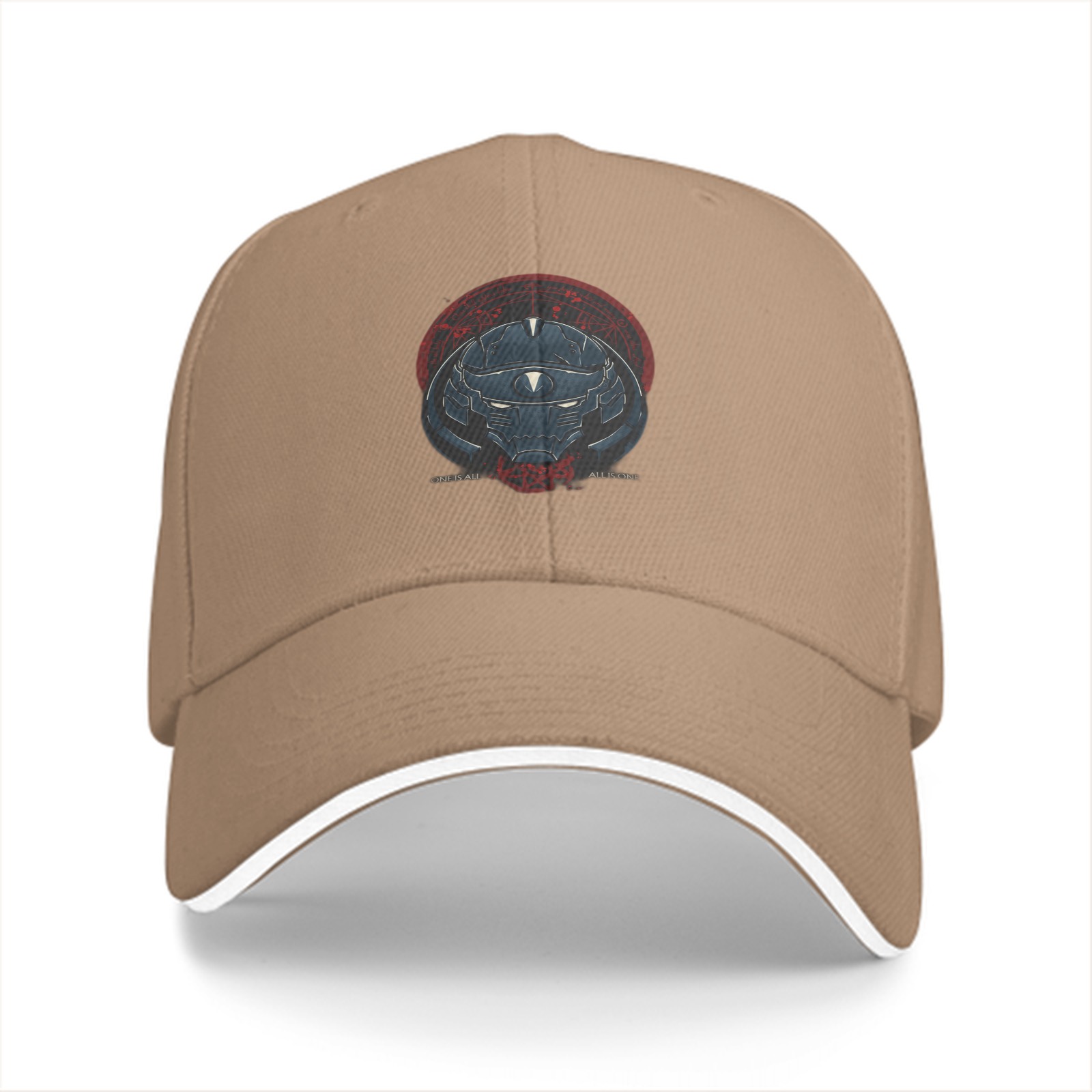 Black Baseball Cap with Sci-Fi Robot Helmet Graphic