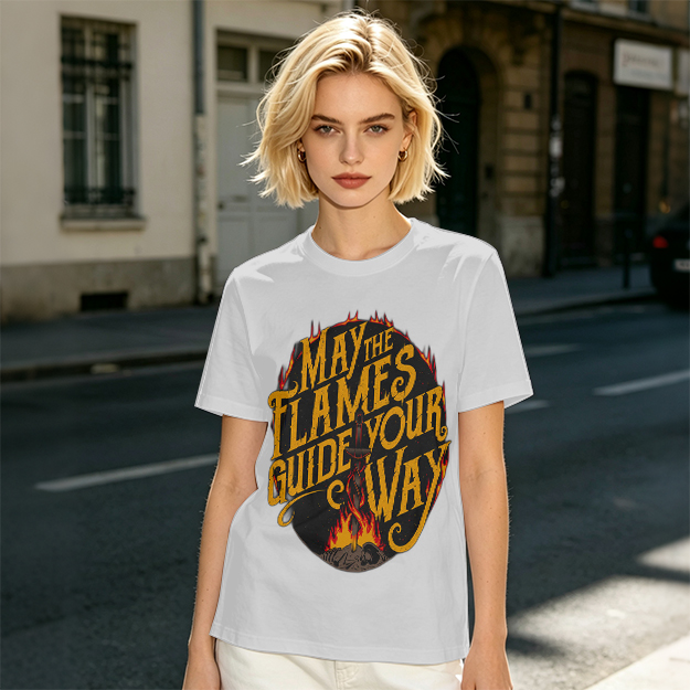 May The Flames Guide Your Way Graphic Olive T-Shirt