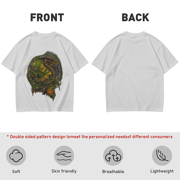 Olive Green T-Shirt With Ninja Turtle Porthole Graphic