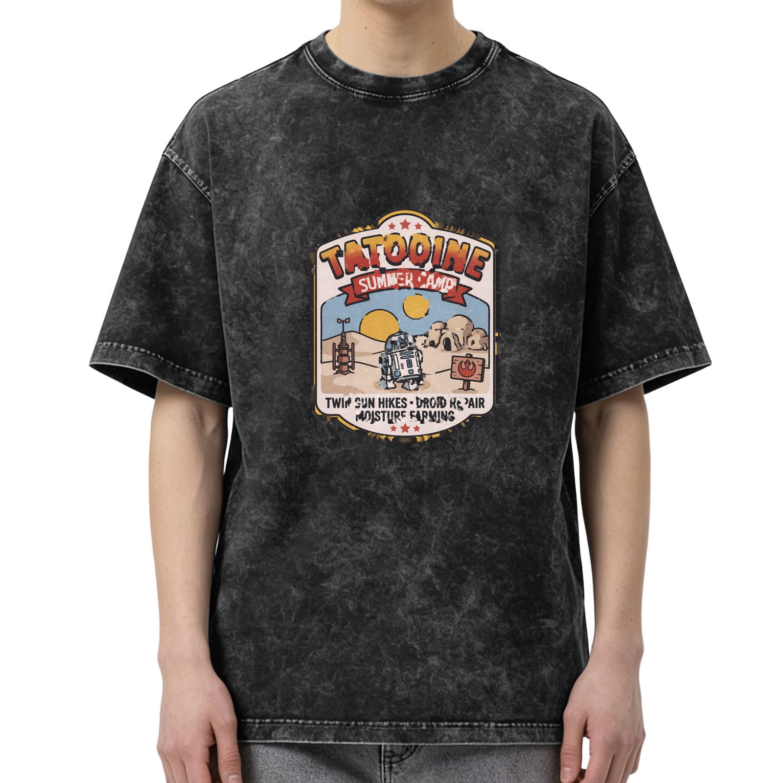 Tatooine Summer Camp Graphic Acid Wash Cotton T-Shirt