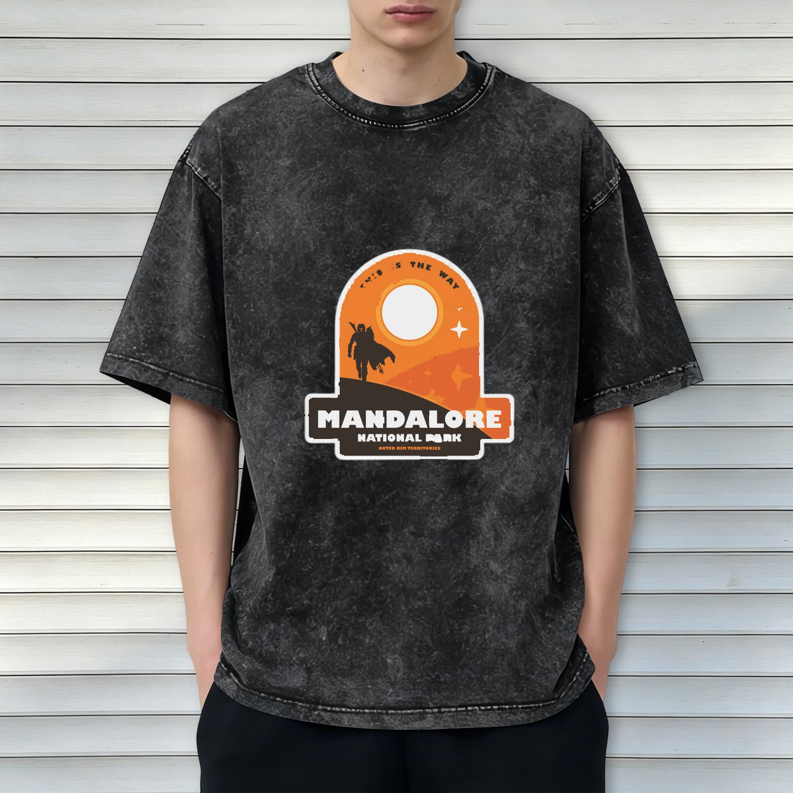 Mandalore National Park Star Wars Themed Acid Wash Oversized T-Shirt