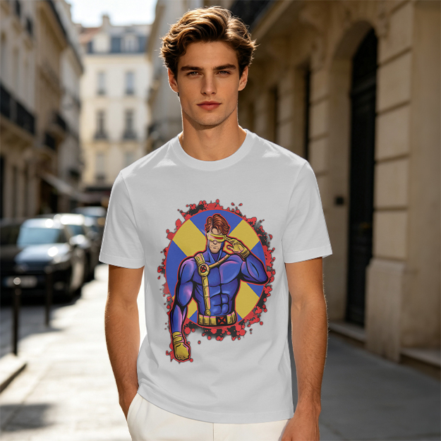 Olive T-Shirt Featuring Cyclops X-Men Superhero Graphic