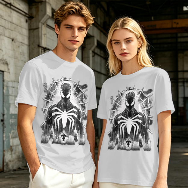 Olive T-shirt with Black Spider-Man Symbiote Suit Web Print