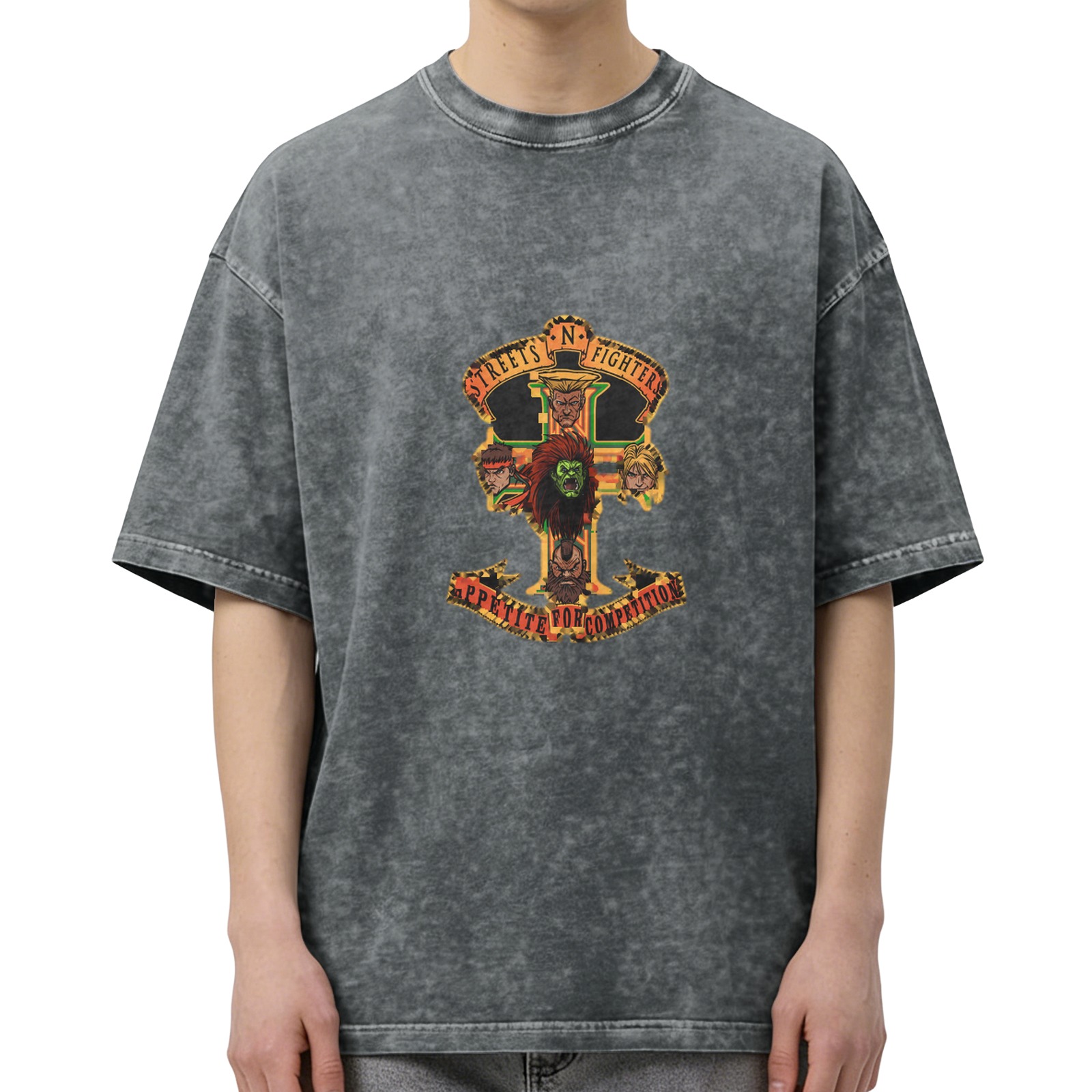 Street Fighter Appetite For Competition Graphic Washed Black T-Shirt