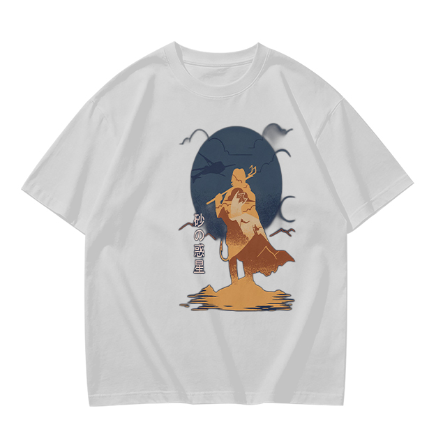 Olive T-shirt with Desert Wanderer Silhouette and Moon Graphic