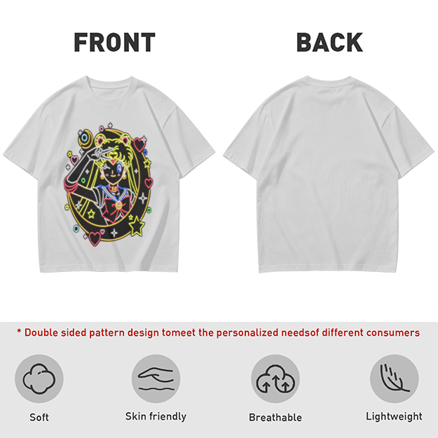 Olive T-Shirt With Neon Sailor Moon Graphic Print