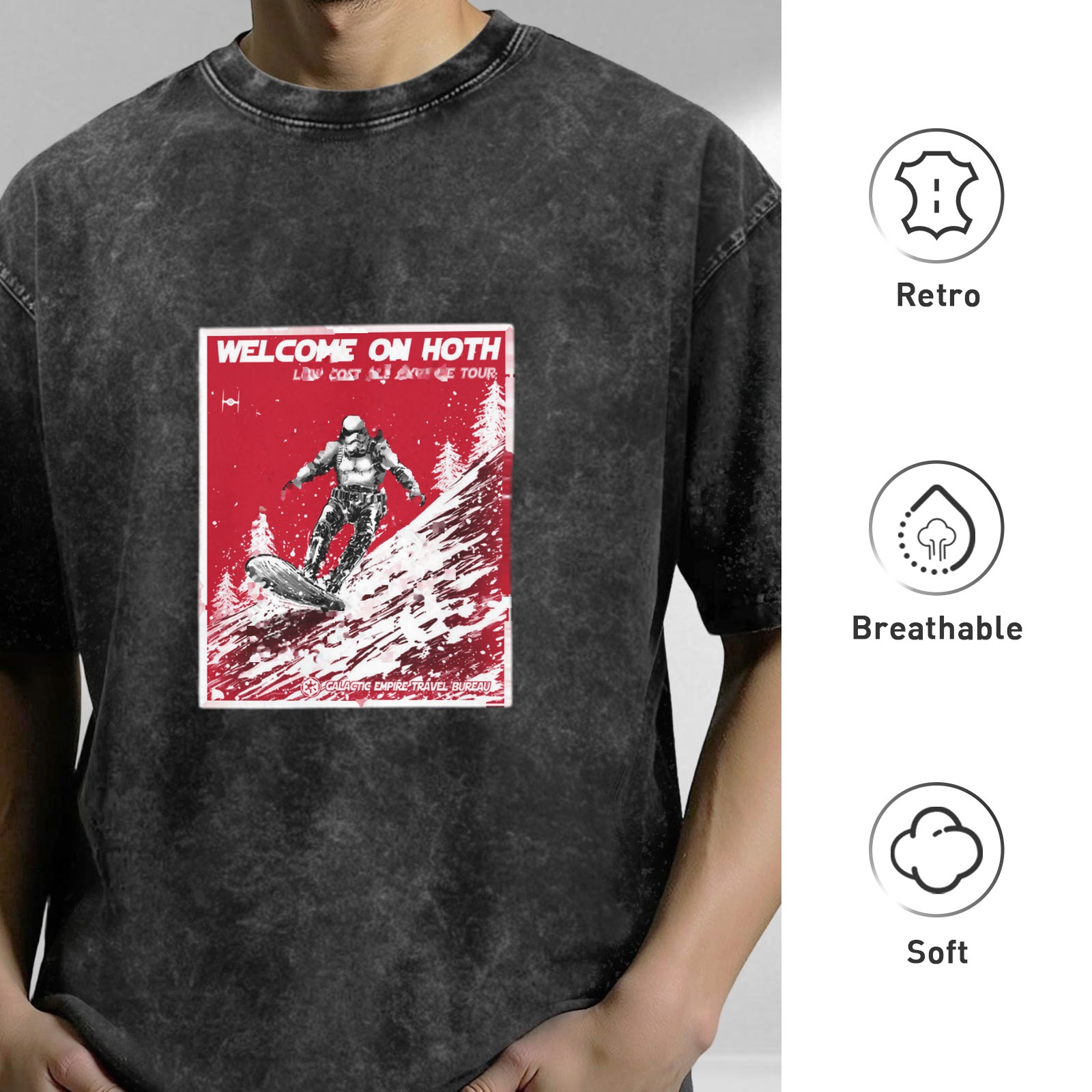 Welcome On Hoth Stormtrooper Snowboarding Acid Wash T-Shirt