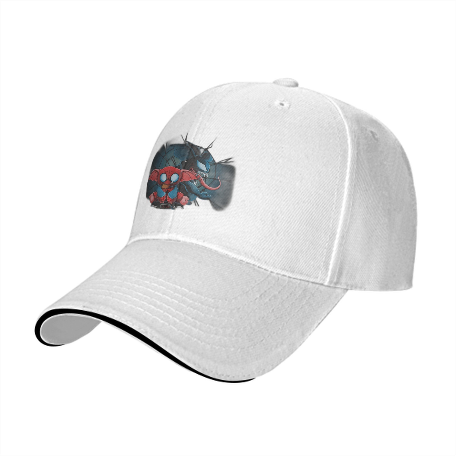 Black baseball cap with Stitch Spider-Man and Venom graphic