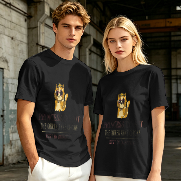 Olive T-Shirt With Princess Cat Graphic And Sunglasses
