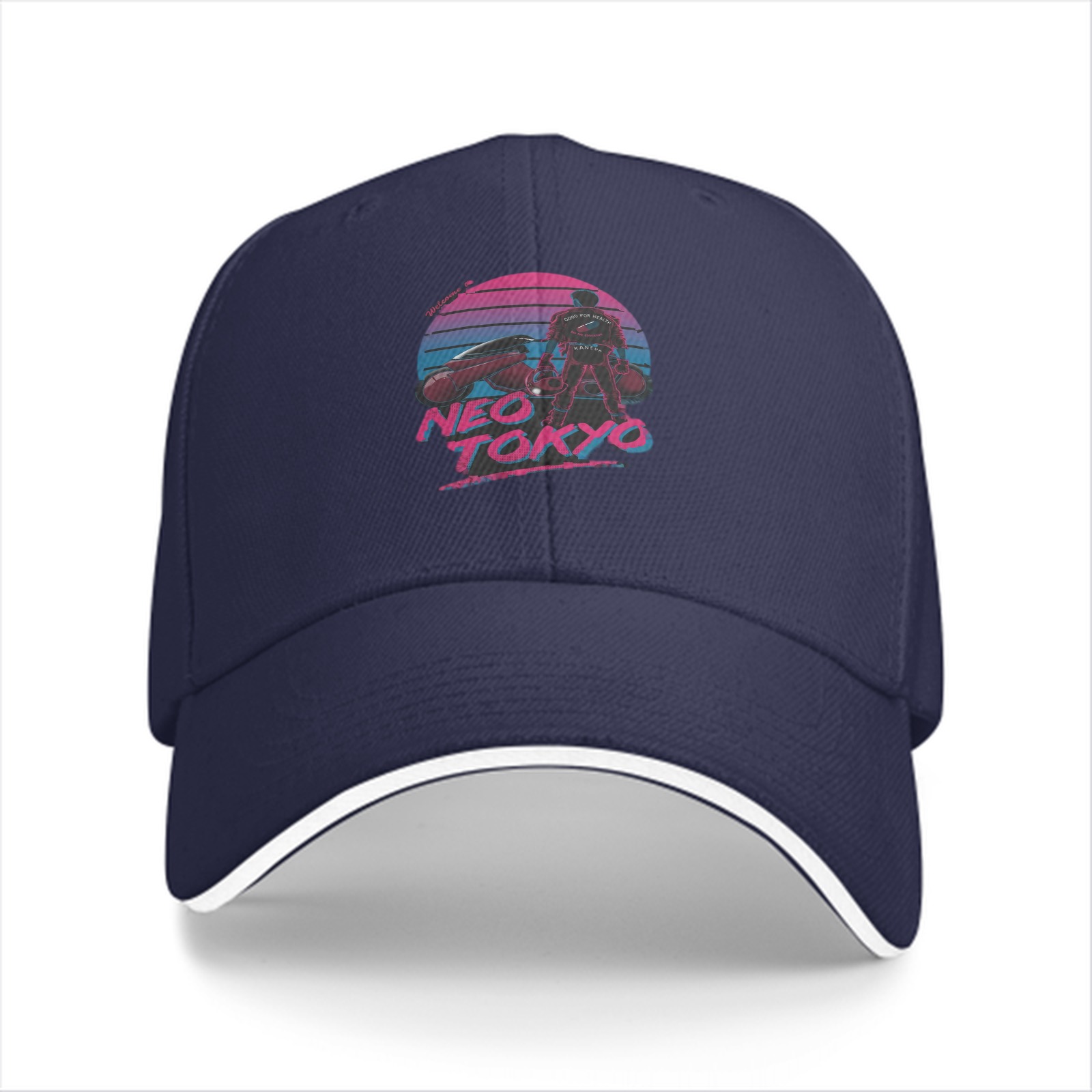 Neo Tokyo Synthwave Graphic Black Baseball Cap