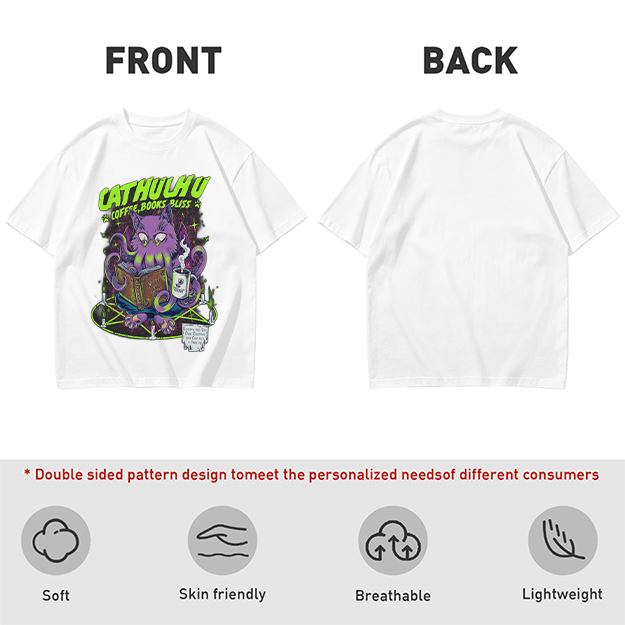 Cathulhu Coffee Books Bliss Cat Octopus Graphic T-Shirt
