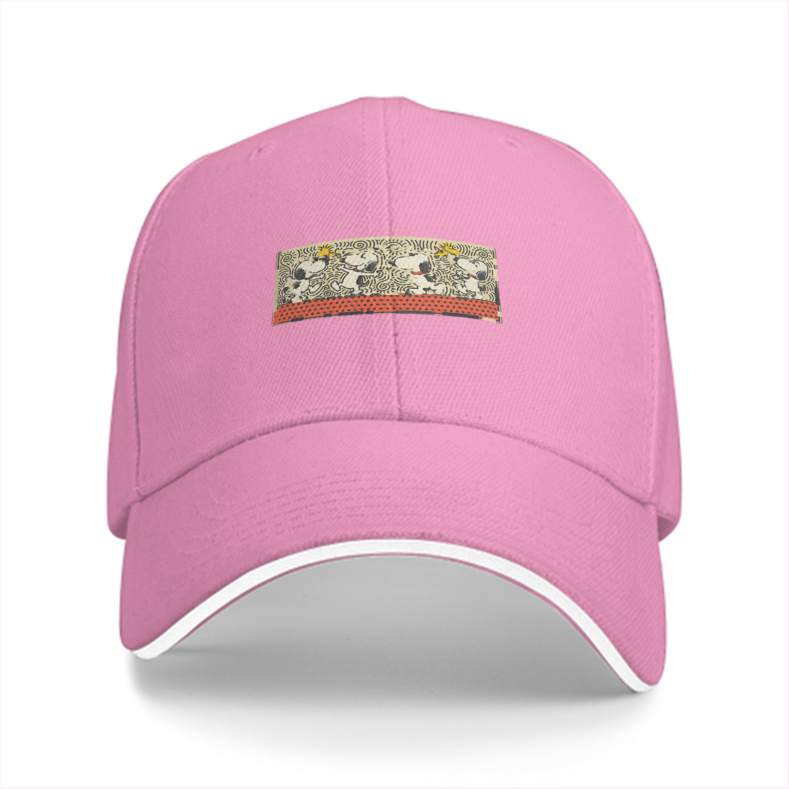 Black Baseball Cap With Snoopy And Woodstock Graphic Patch