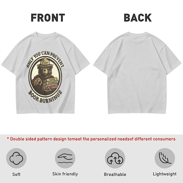 Only You Can Prevent Book Burnings Bear T-Shirt Art
