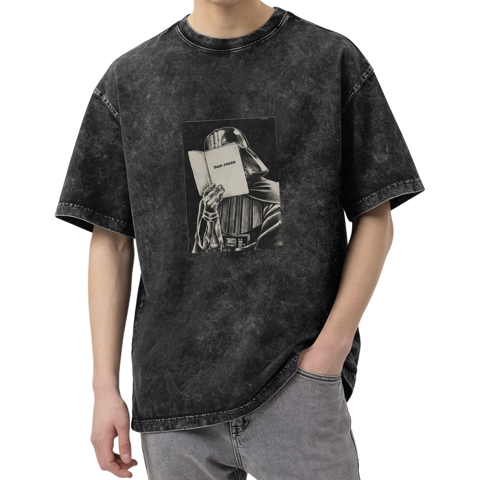 Darth Vader Reading Dad Jokes Vintage Wash T-Shirt