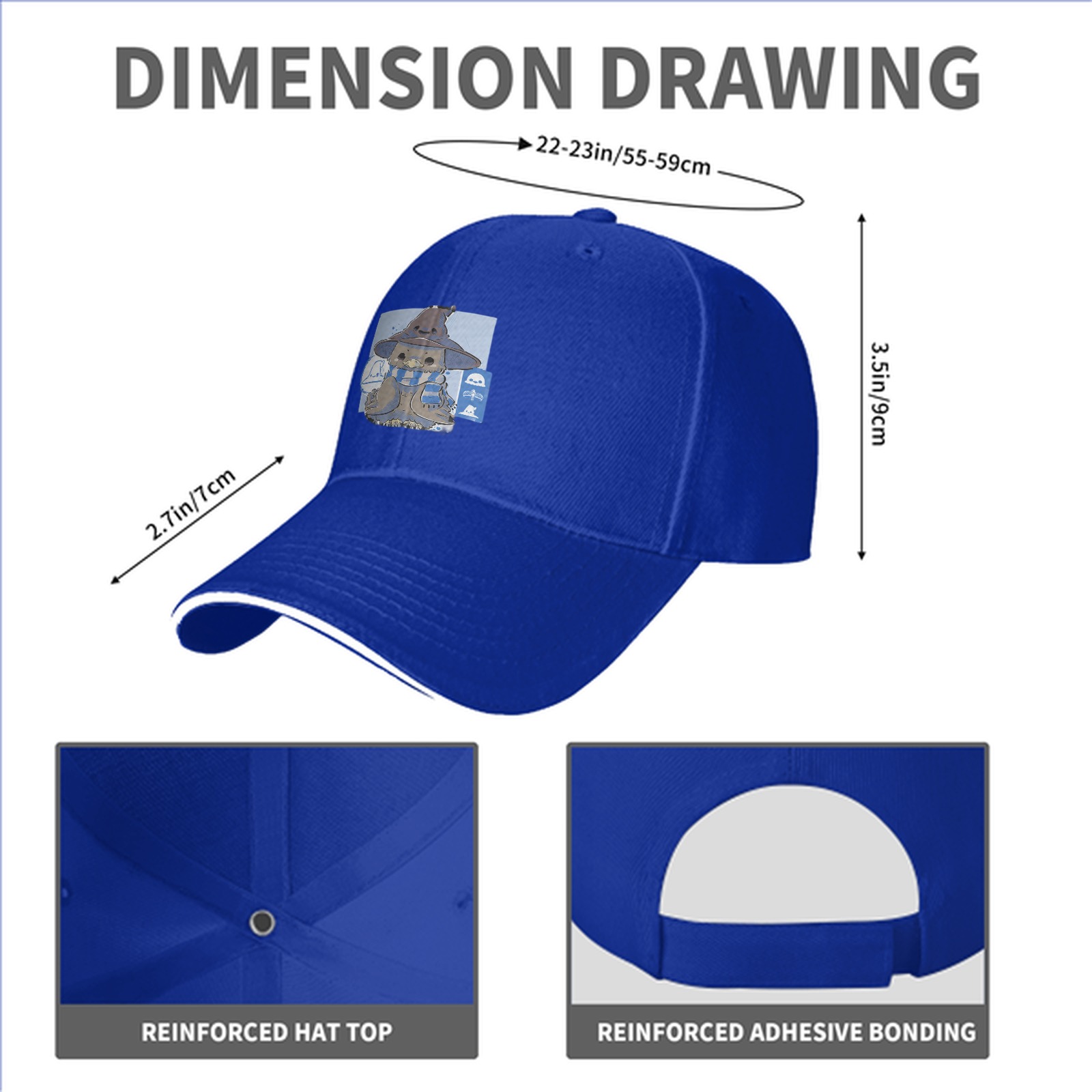 Black Baseball Cap With Cute Wizard Owl Graphic Print