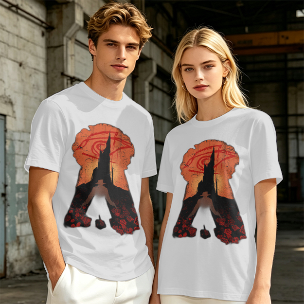 Olive T-Shirt With Dark Tower Keyhole Silhouette Art Print