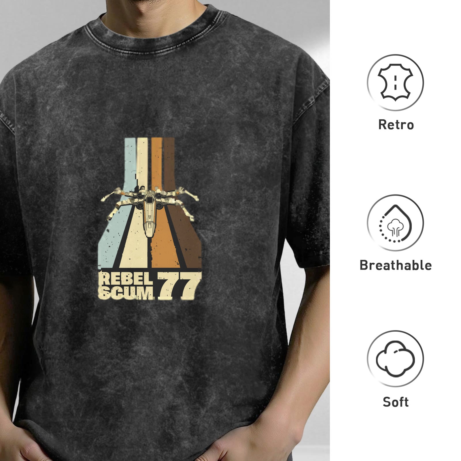 Star Wars Rebel Scum 77 X-Wing Vintage Wash Graphic T-Shirt