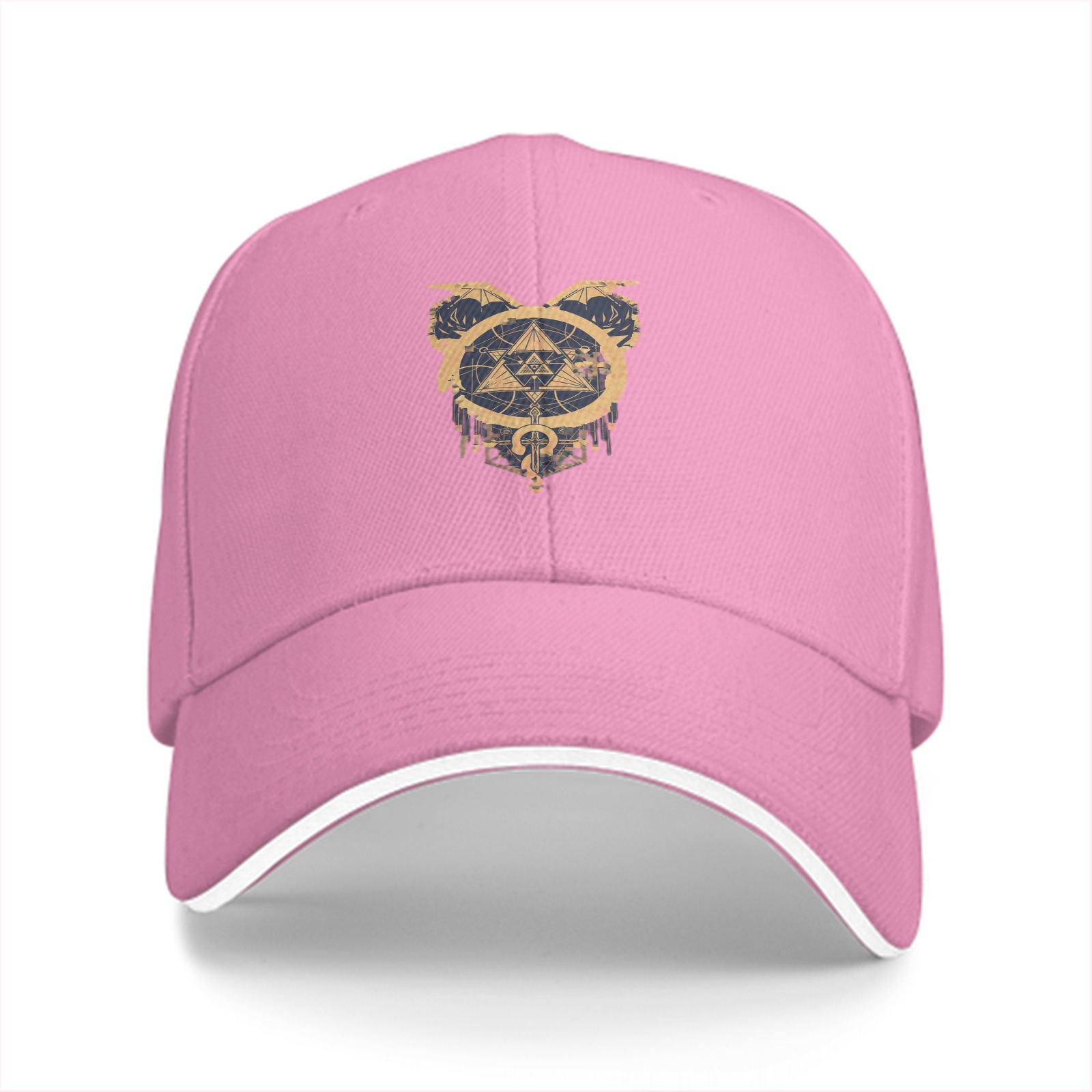 Black Baseball Cap With Golden Fantasy Crest Graphic