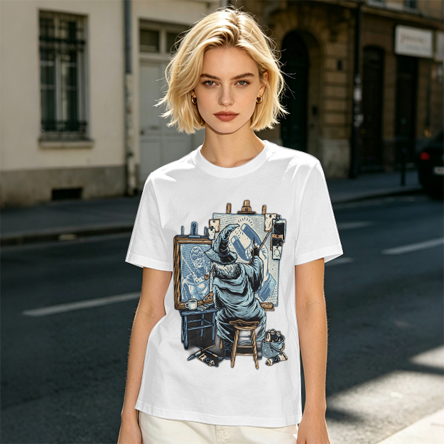 Olive T-Shirt Featuring Wizard Painting Superhero Artwork