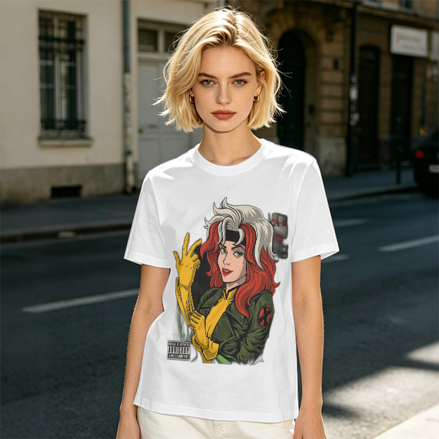 Olive T-shirt with Rogue X-Men Graphic Print