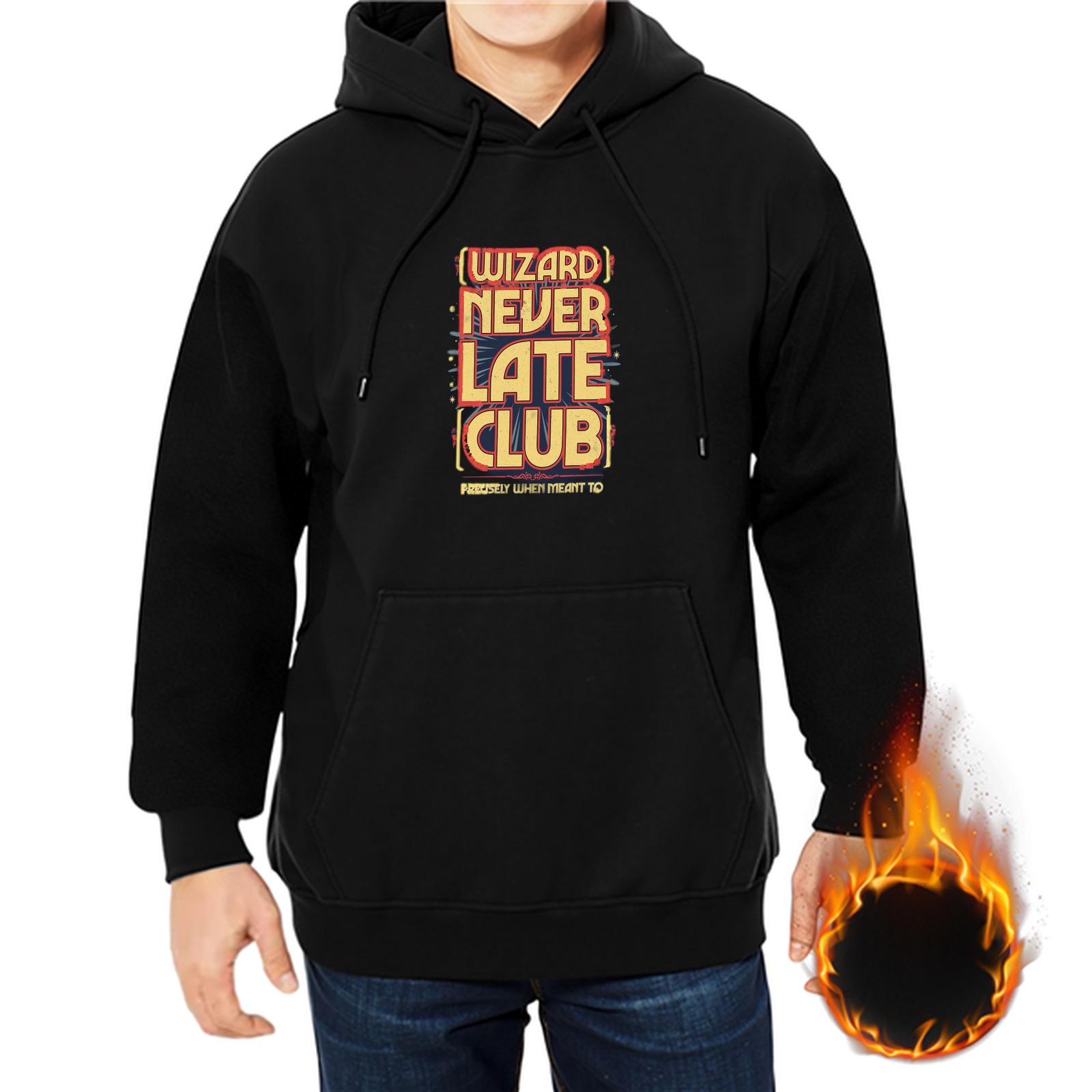 Wizard Never Late Club Graphic Black Hoodie
