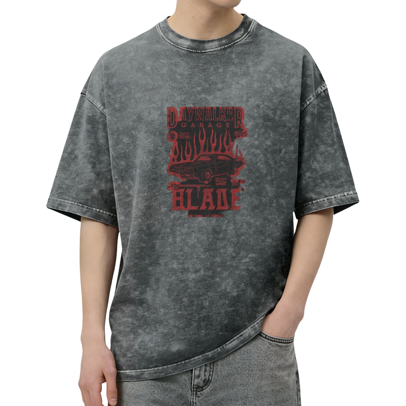 Vintage Daywalker Garage The Blade Car Flame Graphic T-Shirt