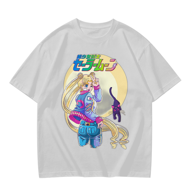 Olive anime graphic t-shirt featuring Usagi and Luna