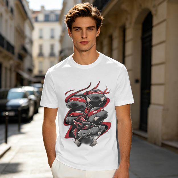 Olive T-Shirt with Red Bandana Ninja Turtle Graphic