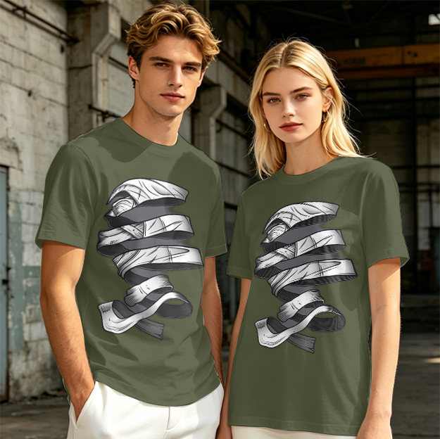 Olive T-Shirt With Twisted Bandage Graphic Print