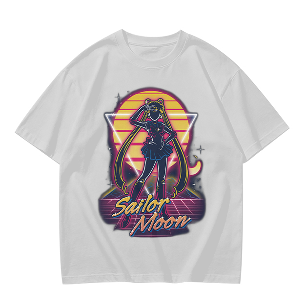 Olive Green Sailor Moon Retro Synthwave Graphic T-Shirt