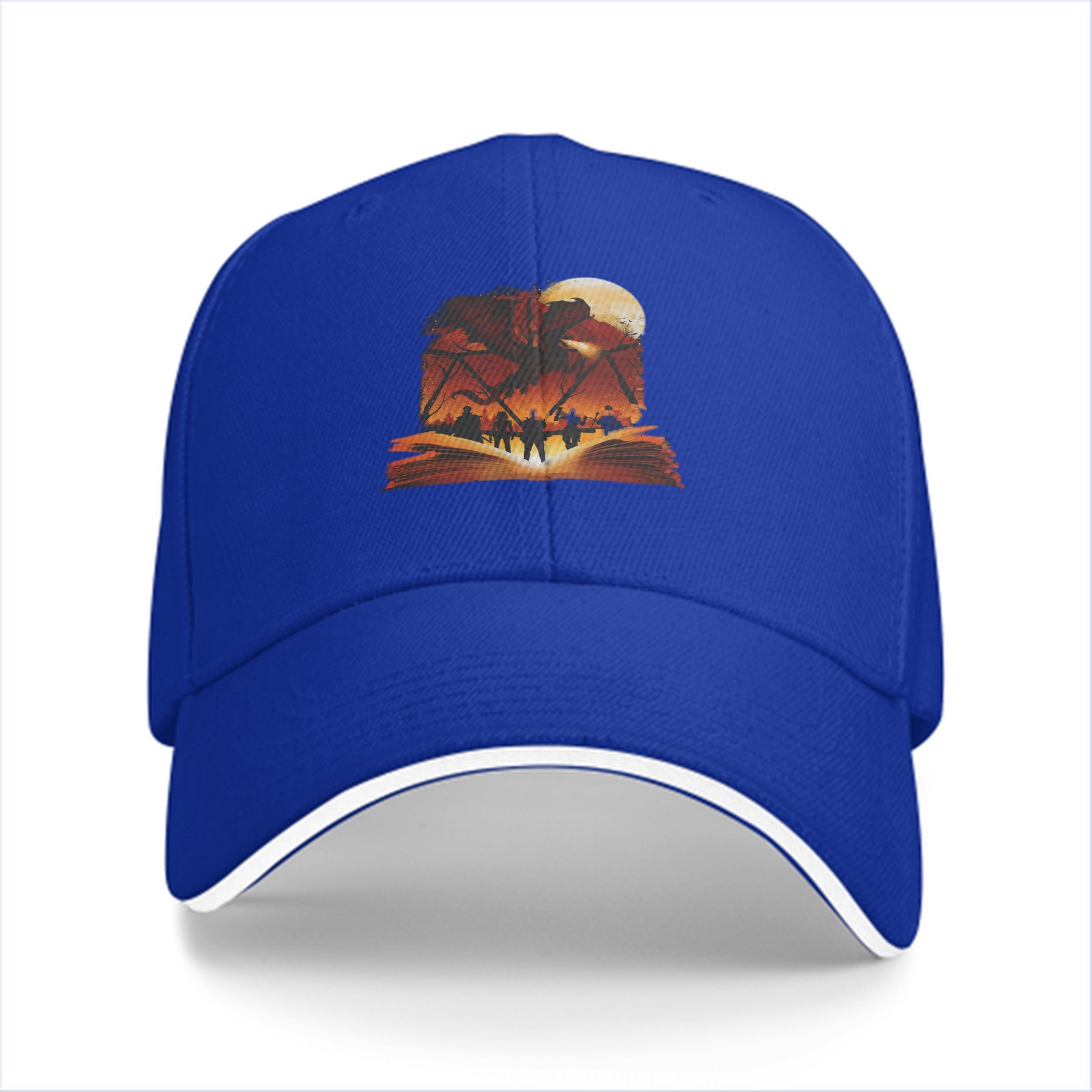 Black Baseball Cap With Fantasy Battle Scene Book Print