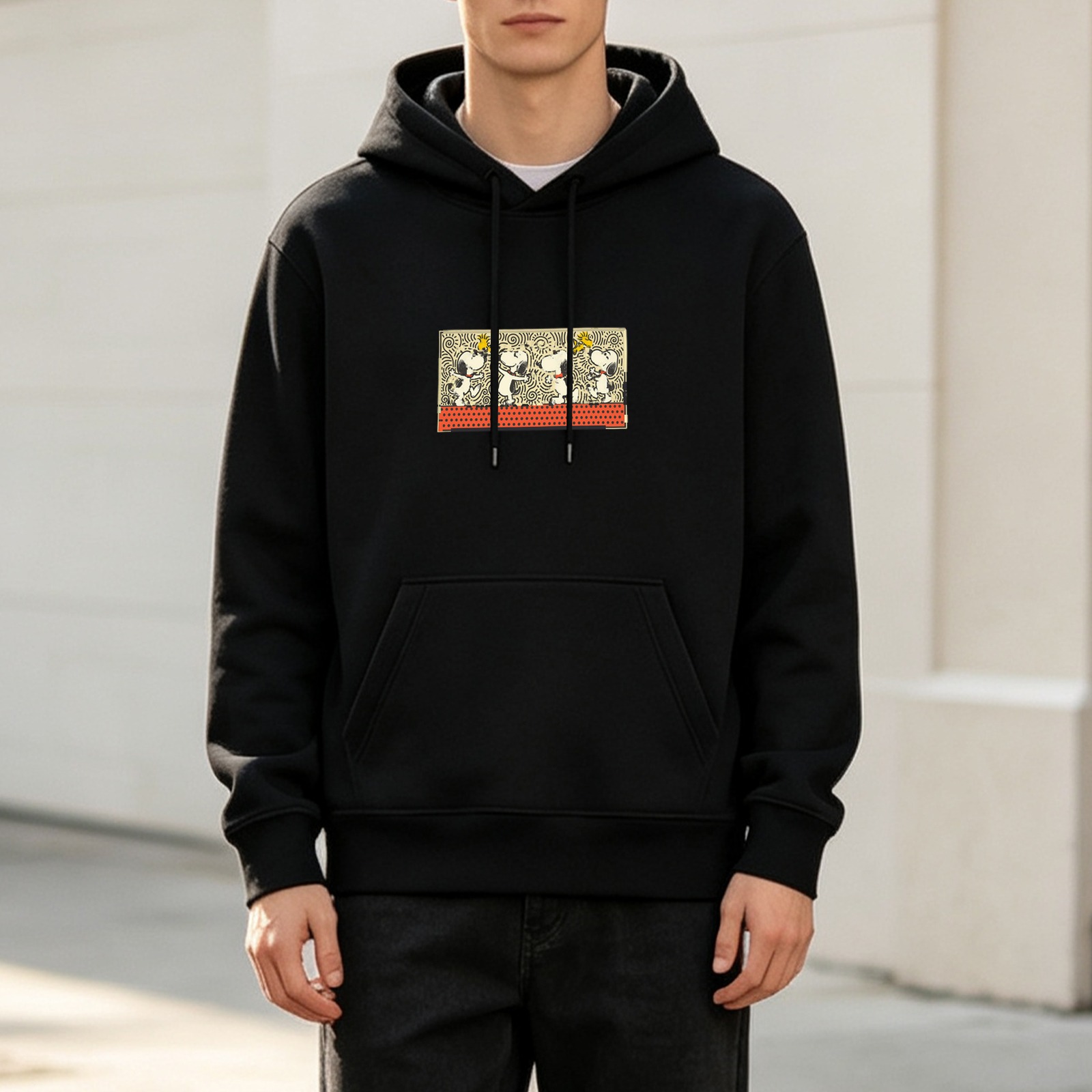 Black hoodie with Peanuts Snoopy graphic print