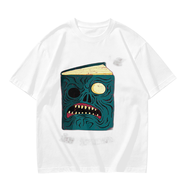 Olive T-Shirt With Monster Book Graphic Print