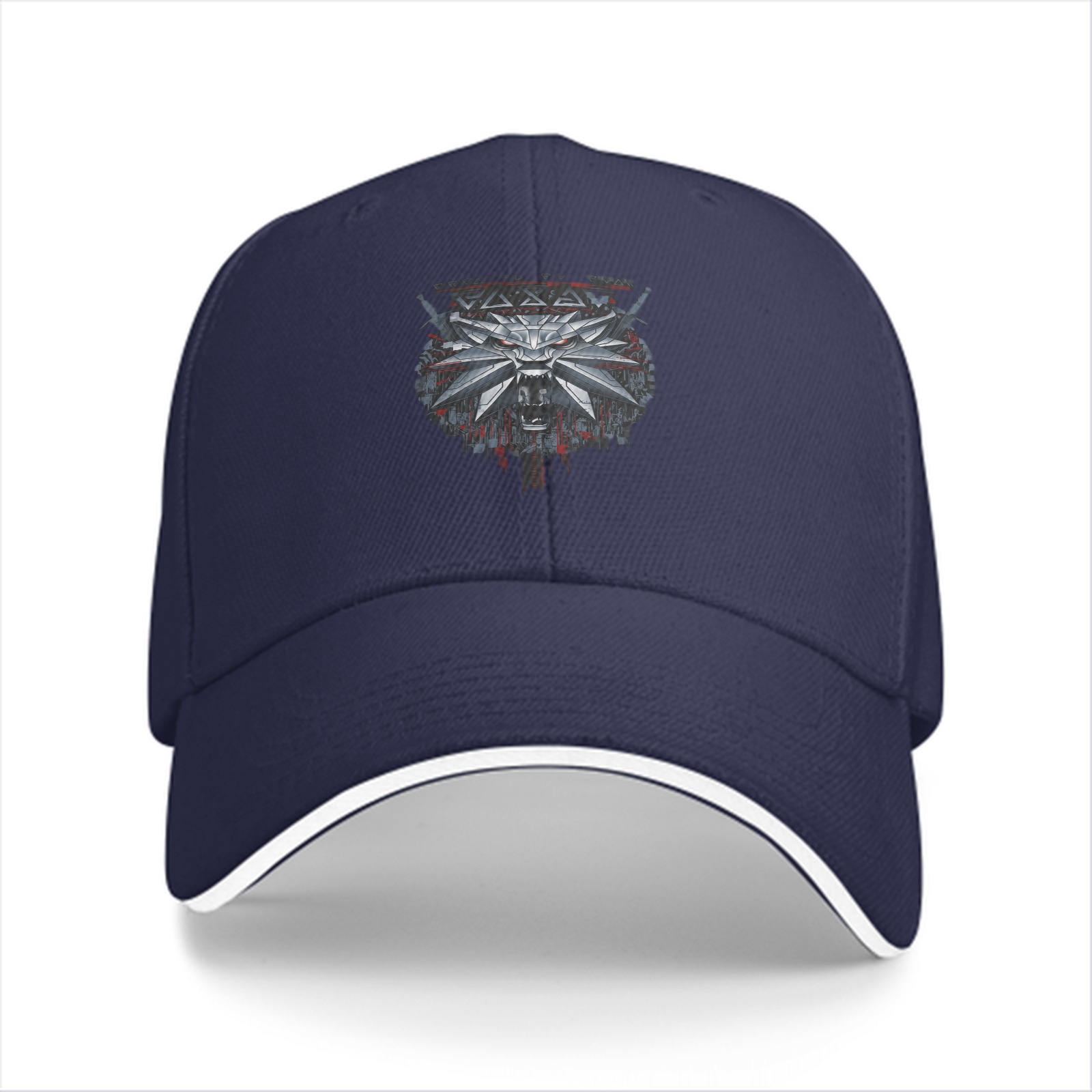 Black Baseball Cap With Witcher Wolf Medallion Graphic