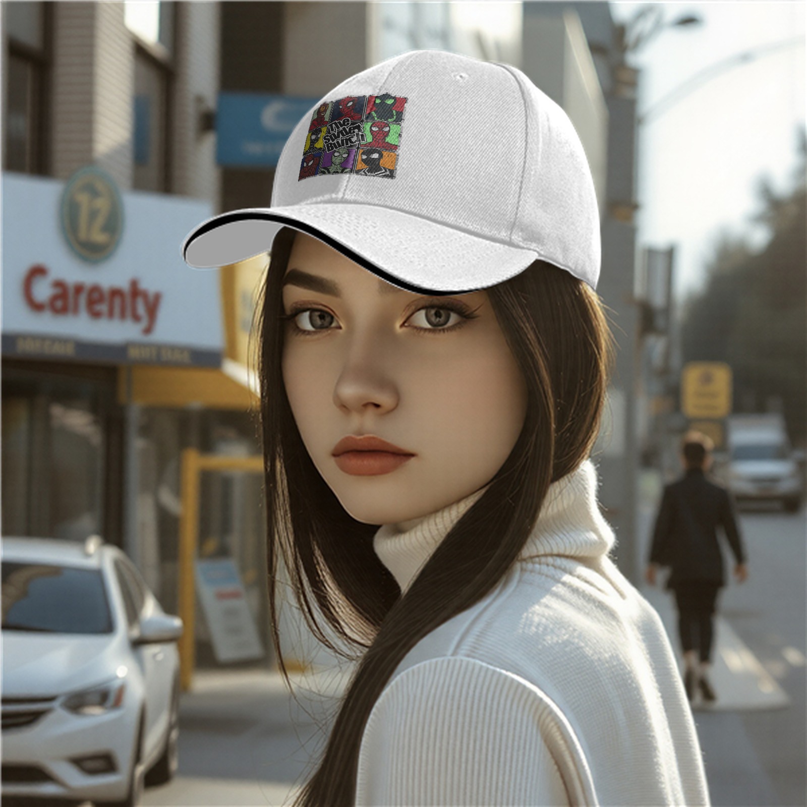 Black baseball cap with The Spider Bunch superhero graphic