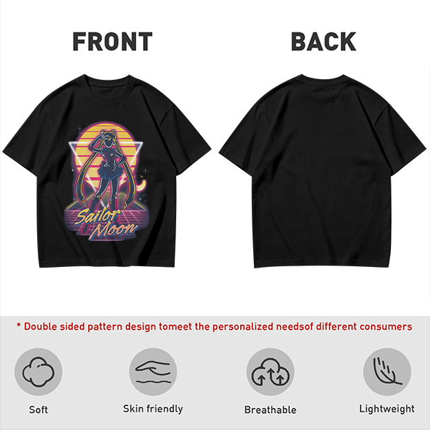 Olive Green Sailor Moon Retro Synthwave Graphic T-Shirt