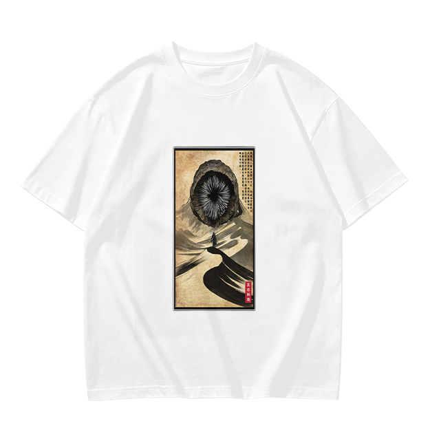 Olive T-Shirt With Surreal Hooded Eye Artwork Print