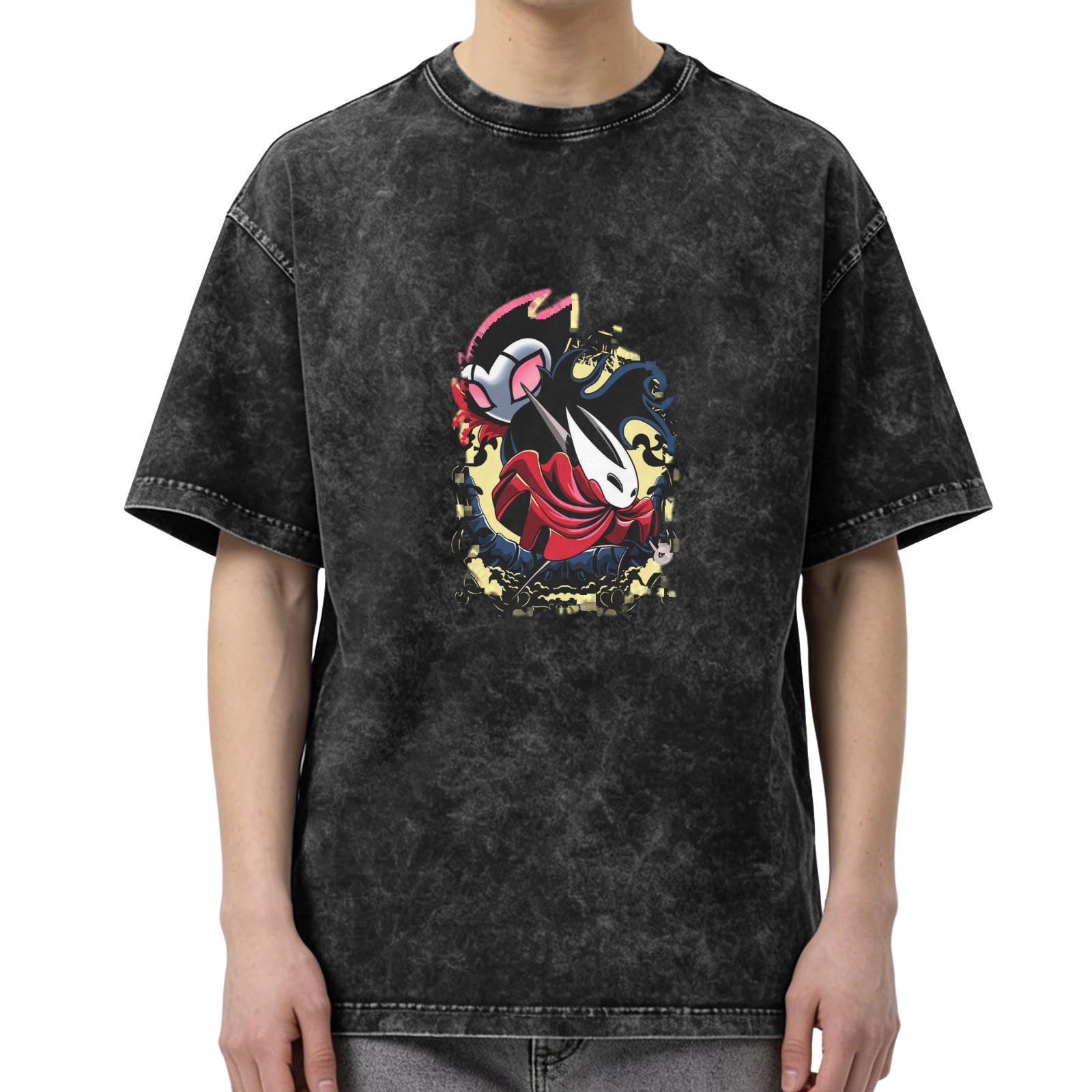 Hollow Knight Graphic Washed Black Short Sleeve T-Shirt