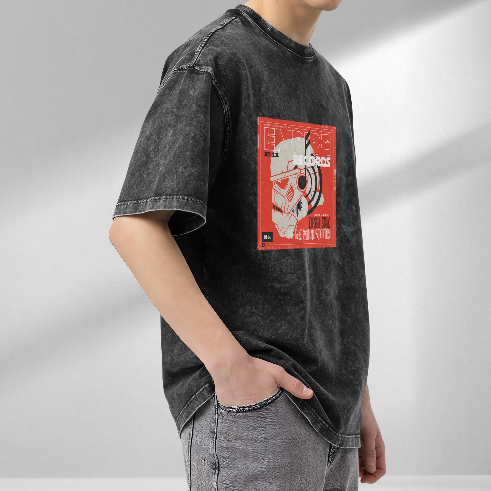 Star Wars Imperial Records Vintage Wash Graphic T-Shirt - Dark Side Music Station Design